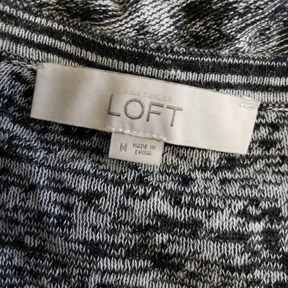 Ann Taylor LOFT Womens Cardigan Sz Medium Black Gray Heathered Linen Blend - Picture 4 of 4